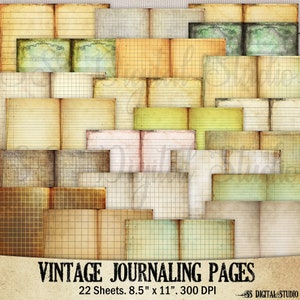 Landscape Journal Writing Paper, notebook, digital paper grunge junk journal pages printable, lined, graph paper,  scrapbooking download