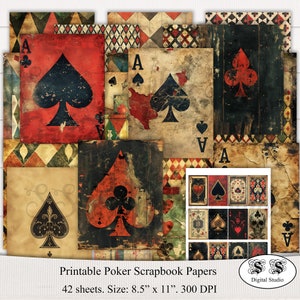 Scrapbook de poker imprimable, journal papier - téléchargement immédiat