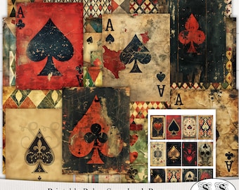 Printable Poker Scrapbook , journal Paper - Instant Download