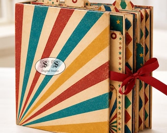 Vintage Circus Digital Papers, 27 Printable Scrapbook Sheets, Letter Size PDF