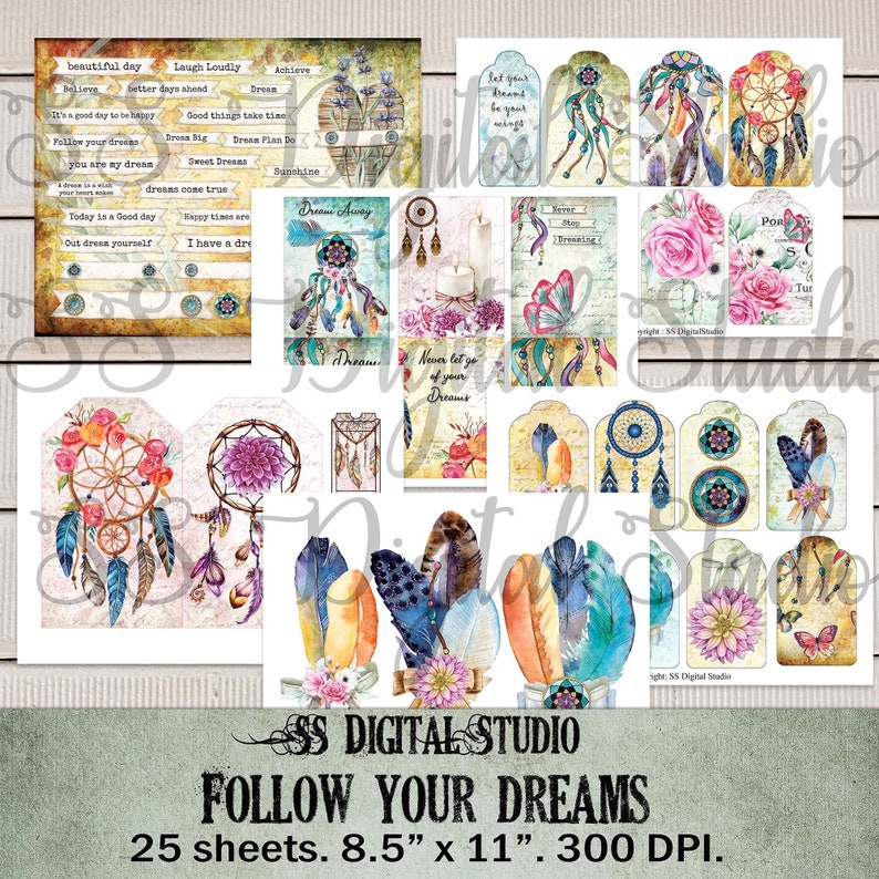 25 Sheets Dream Catcher Journal Kit Journal Pages Dream Etsy