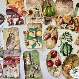 Fall Pocket Tags: Junk Journal Ephemera Kit (Digital Download)