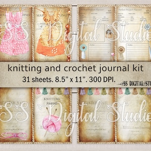 Stricken, Häkeln, JournalSeite, Nadelarbeit Journal Kit, Vintage, Junk Journal Kit, Druckbare Vintage Ephemera, Digitaler Download