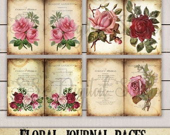 Vintage Rose Journal Paper: Shabby Chic Scrapbook (Digital Download)