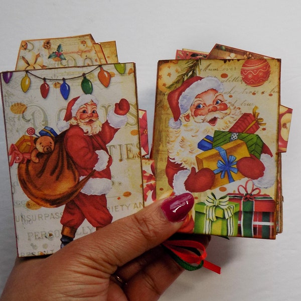 Christmas Mini Book, Cute, joyful Santa mini Book, notebook, Scrapbook Kit, junk journal, miniature, ephemera, printable, mini journal