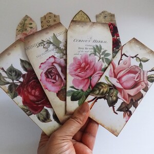 Floral Pocket Tags: Vintage Junk Journal Ephemera (Digital Download)