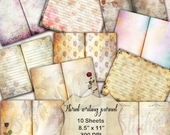 Floral Lined Vintage Paper: Junk Journal Kit (Digital Download)