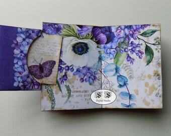 Botanical Mini Book: Purple Garden Junk Journal Kit (Digital Download)