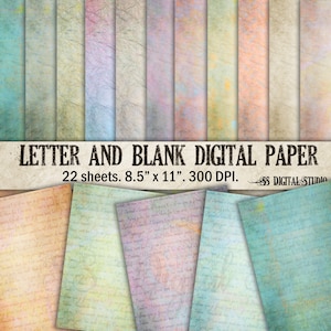 Carta francesa, Antigua, vintage, papel de diario basura, Transcripción, nota con guion, decoupage, arte, carta, digital, papel de álbum de recortes, fabricación de tarjetas