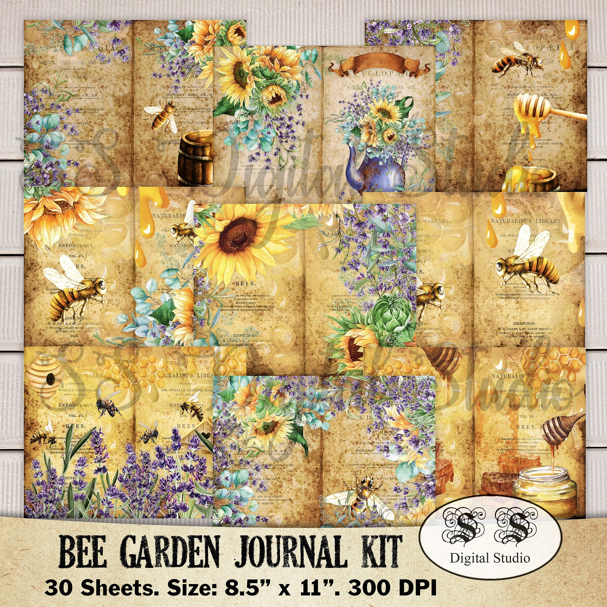 30 Sheets Busy Bee Journal Kit Journal Pages Bee Keeper Etsy