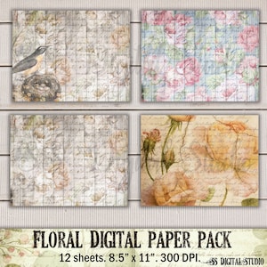 Vintage Rose Digital Paper: Shabby Chic Scrapbook (Digital Download)