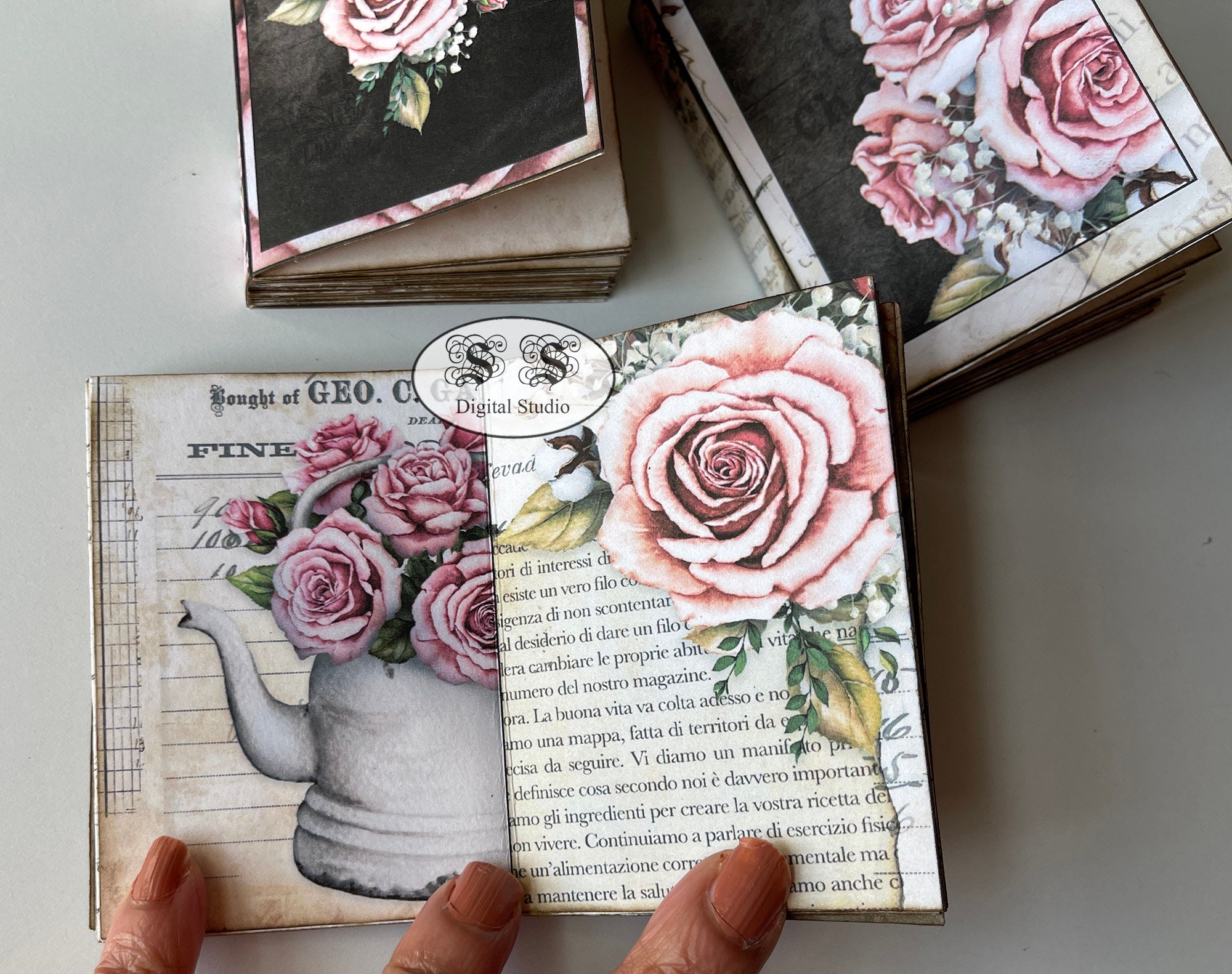 Vintage Rose Mini Book Mini Journal Doll House Garden - Etsy