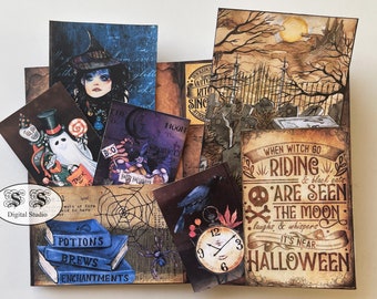 Halloween Ephemera Storage Booklet: Junk Journal Kit (Printable)