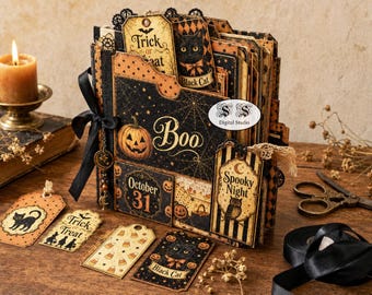 Vintage Halloween Ephemera, Printable, Ephemera Papers, Tags, Cards (Digital Download)