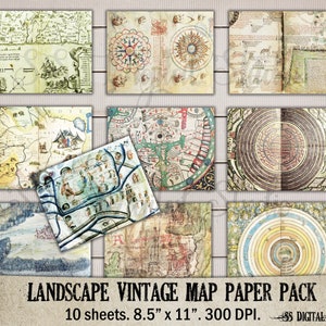 Vintage Map Digital Paper: Scrapbook & Card Making (Digital Download)
