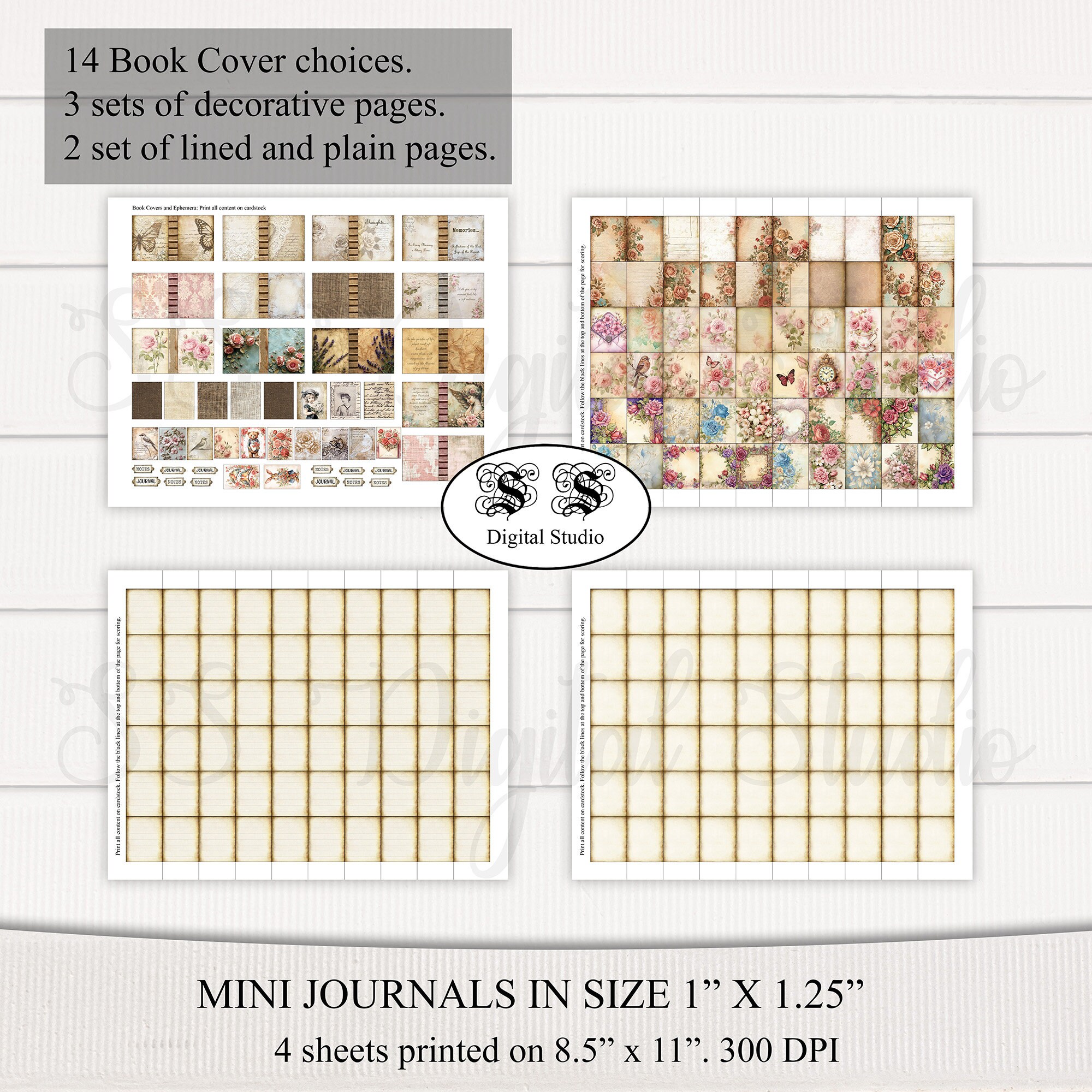 Journal Mini Book Example Printable Miniature Journal, Book Charm, and Ephemera Collection Mini ...