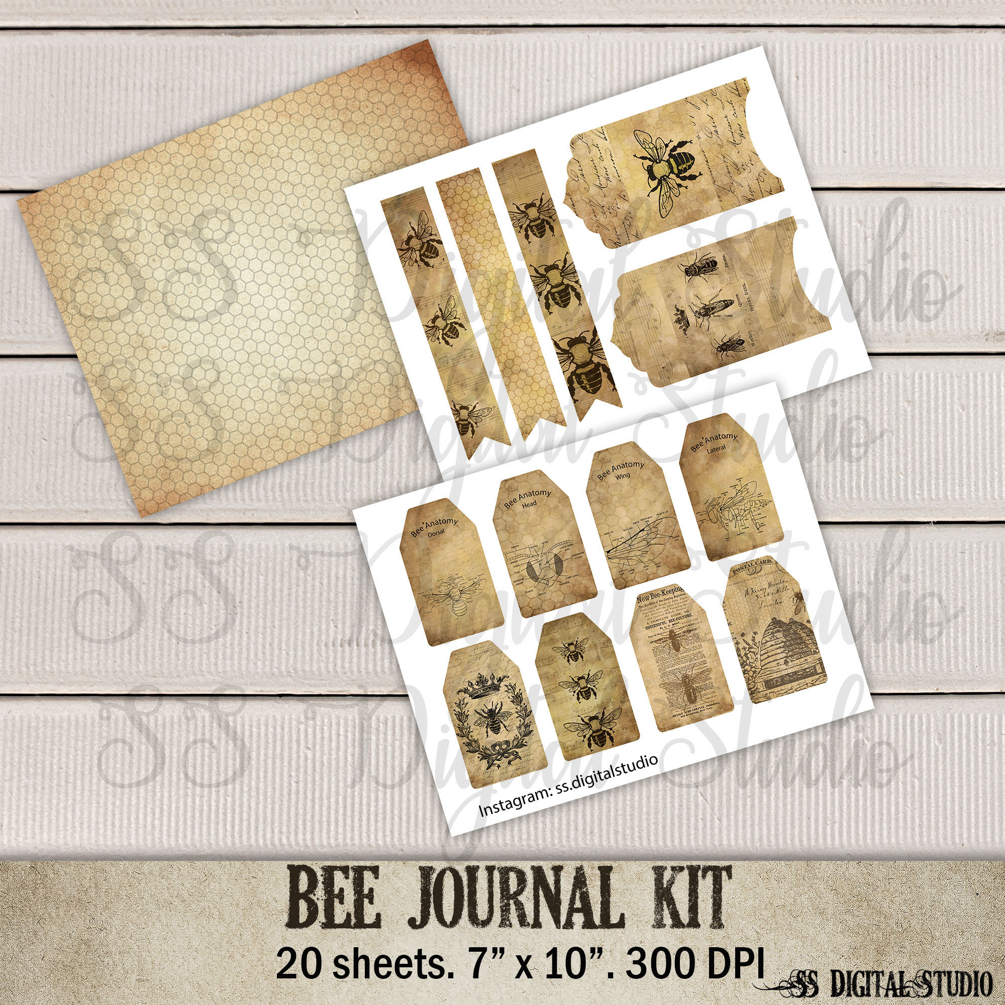 Busy Bee Journal Kit Journal Pages Bee Keeper Book Etsy