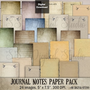 Dagboek brief, notities Writing Paper, digitaal papier grunge junk journal afdrukbaar, gevoerd, gewoon papier, scrapbooking instant download