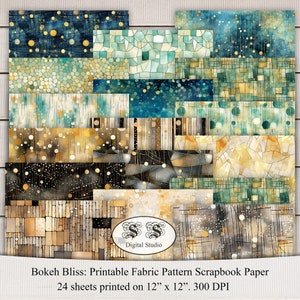 Bokeh Bliss: デジタル スクラップブック ペーパー - 12x12 印刷可能な布地パターン