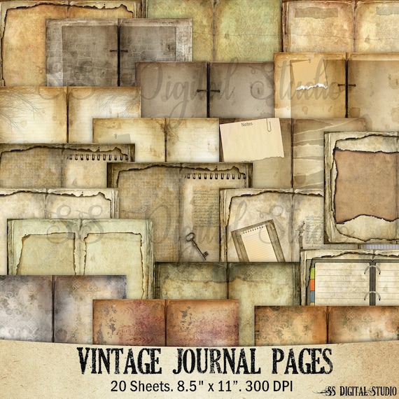 Steampunk Vintage Journal Pages: Blank Landscape Paper (Digital Download)