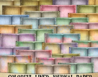 Colorful Vintage Lined Journal Paper: Scrapbook Printable (Digital Download)