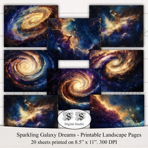 Voyage à travers les étoiles : pages imprimables de paysages galaxie scintillants