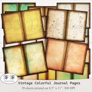Vintage Colorful Journal Pages. junk writing Journal Paper, digital download, junk journal, printable