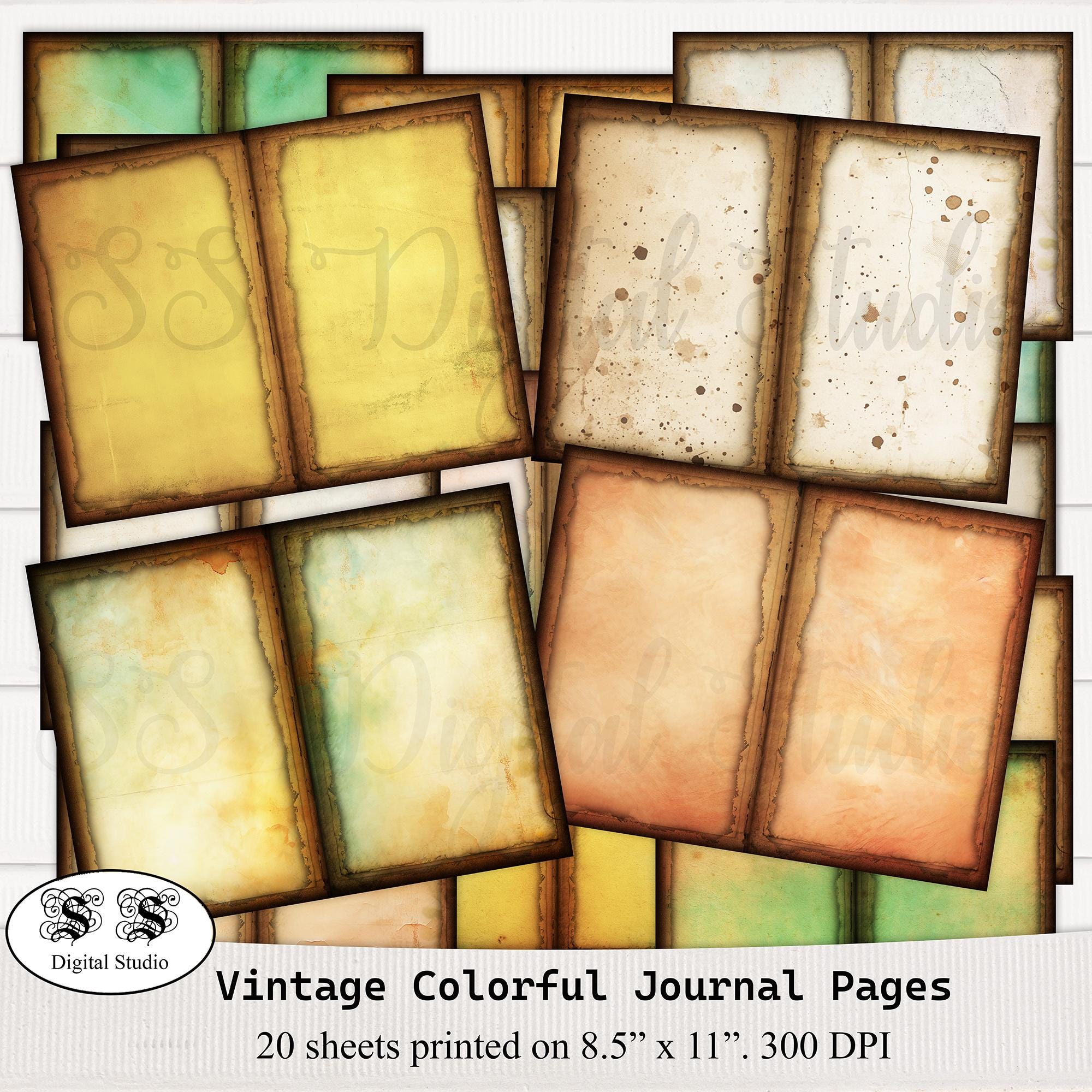 Vintage Colorful Journal Paper: Printable Junk Journal Pages (PDF ...