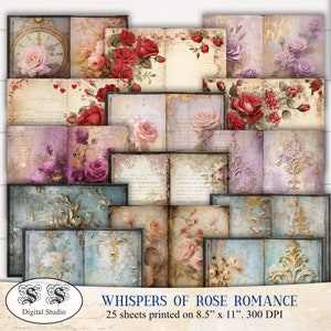 Vintage Roses Journal Pages: Antique Ephemera Kit (Digital Download)