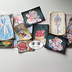 Alice i Underlandet journalinsats, Folio, Tea Party, mapp, Skräpjournal, Ephemera, Utskrivbar, Utsmyckning, bild 7