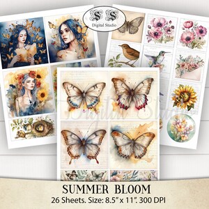 Kit Diário de Flores de Verão: Páginas de Scrapbook Floral para Imprimir (PDF)
