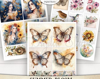 Summer Bloom Journal Kit: Printable Floral Scrapbook Pages (PDF)
