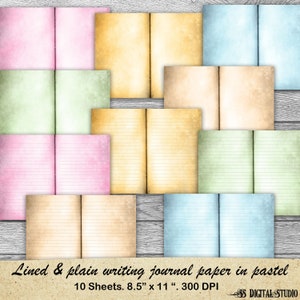 Landschaft, pastellfarben, schlicht, liniert, Schreibjournal, digitaler Download, bedruckbar, Papierpackung, doppelseitig, Vintage Junk Journal