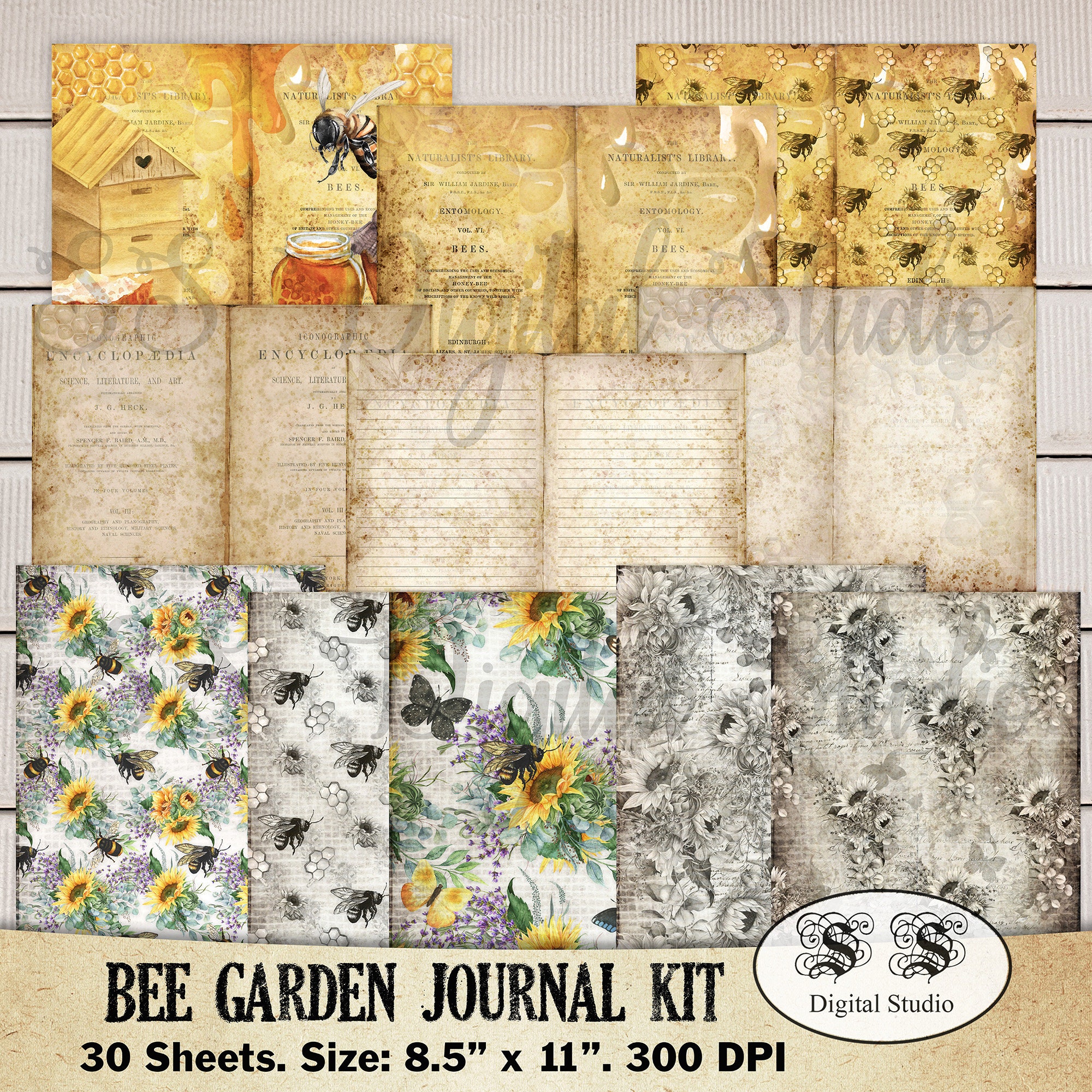 30 Sheets Busy Bee Journal Kit Journal Pages Bee Keeper Etsy