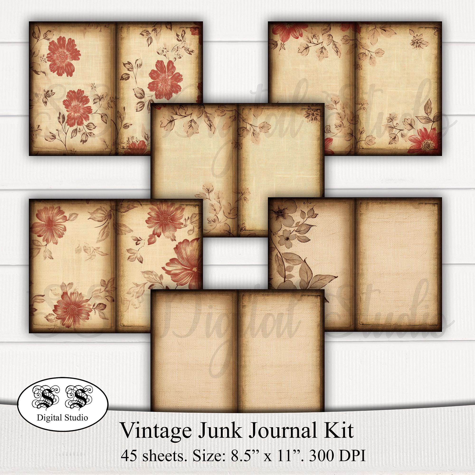 Vintage Digital Journal Kit | Printable Junk Journal Pages | Antique ...