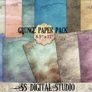 Grunge Digital Paper: Vintage Scrapbook Backgrounds (Digital Download)