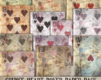 Grunge Poker Card Digital Paper: Junk Journal Pages (Digital Download)