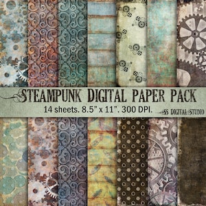 14 Grunge, Rusty, Steampunk, Antique vintage digital paper,junk journal inserts,back ground paper, scrapbook, printable, digital , download,