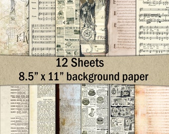 Newspaper, Recipe, Advertisement, Music sheet, Vintage, junk journal paper,  background,printable, scrapbook, craft, Commercial use.