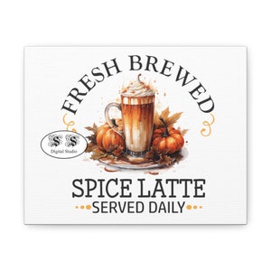 Digital Print Pumpkin Spice Latte, Country Kitchen wall art, vecchio segno di arredamento per la casa in stile casa colonica, arte rustica, segno di campagna francese