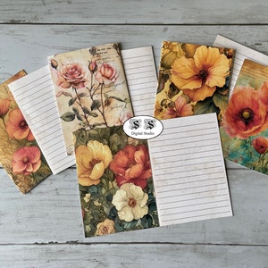 Carte de journalisation bordée de fleurs imprimable - téléchargement immédiat