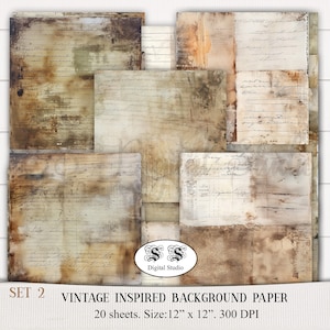 Earthy Tones Printable Texture - Rustic Handwritten Text, Document, Receipt  - 12x12 Scrapbook