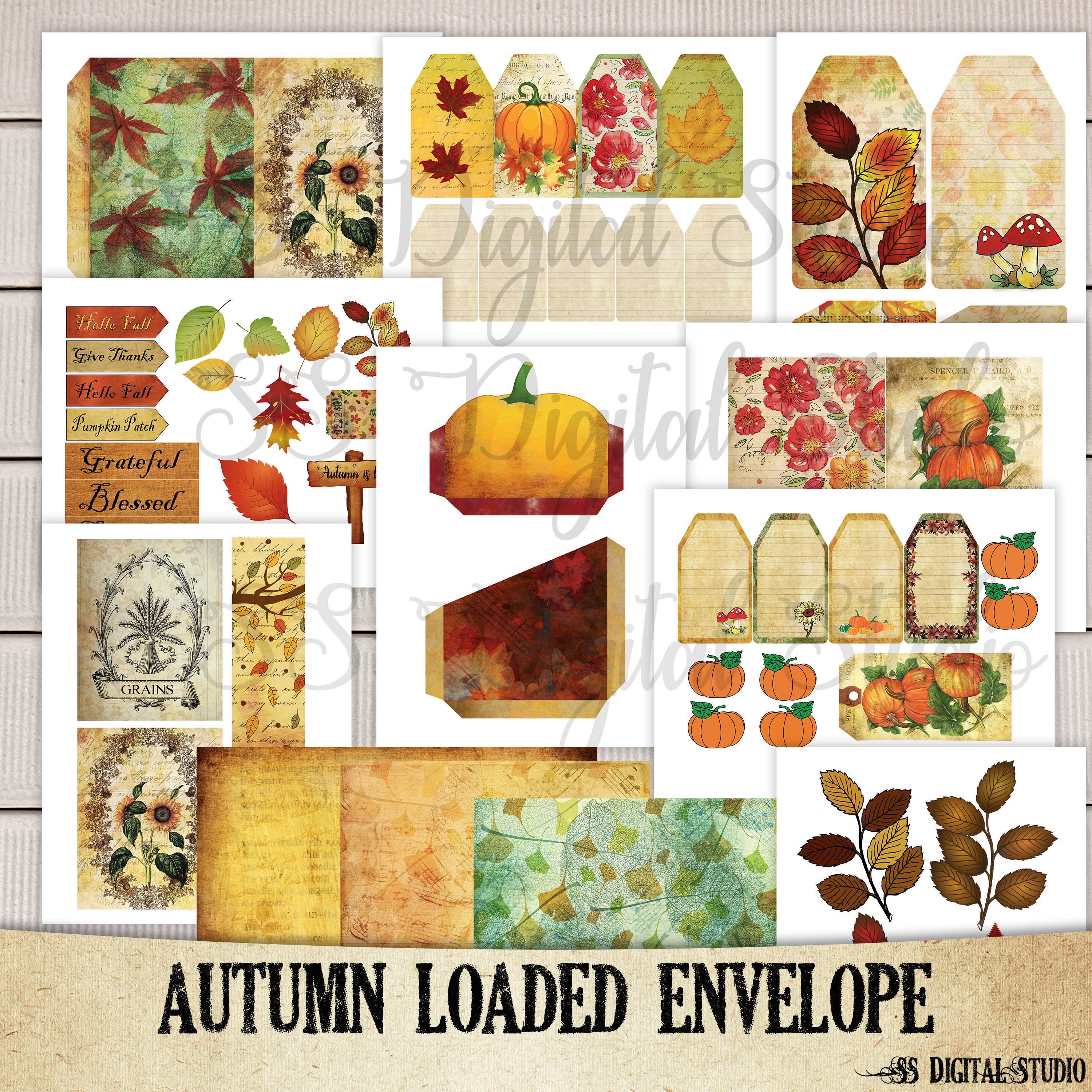 Autumn Loaded Envelope Junk Journal Kit Ephemera Printable | Etsy