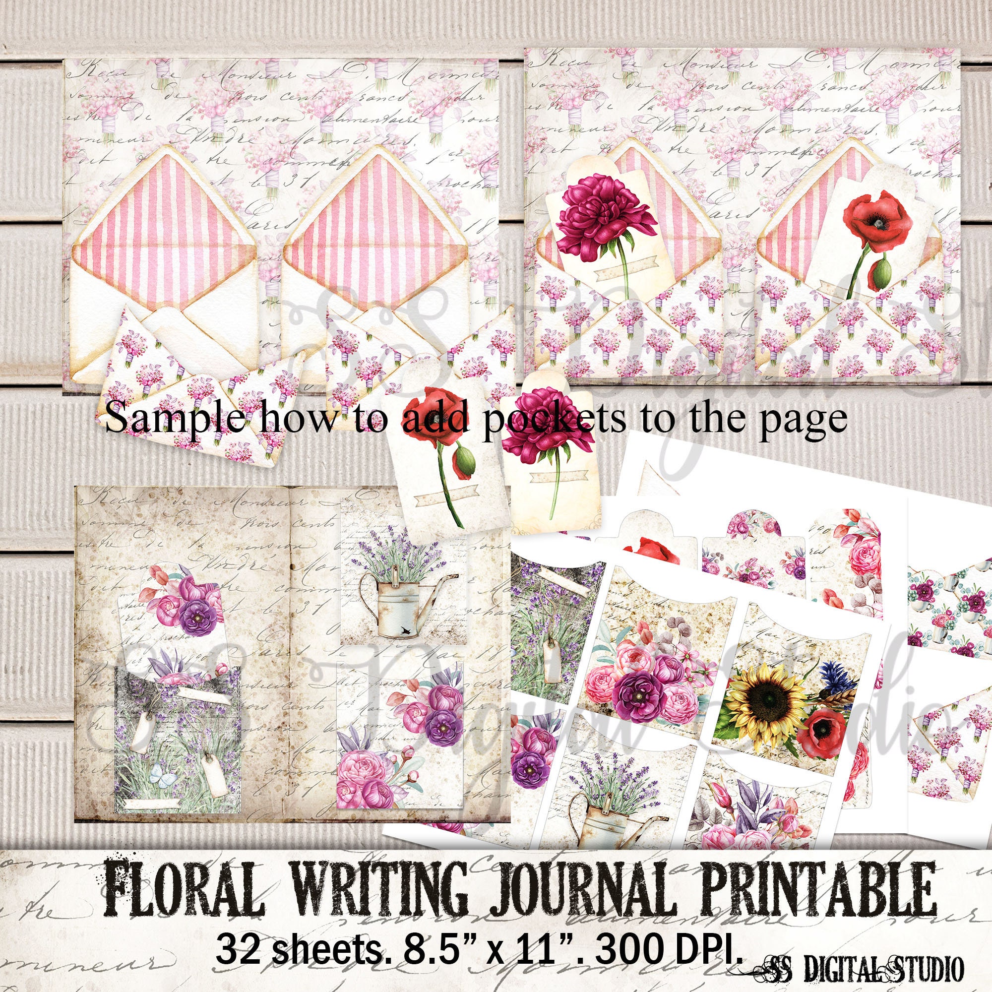 Floral Writing Journal Paper Lined and Decorative Paper for Etsy Canada