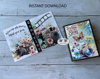 Mini Album Journal Kit: Camera & Floral Ephemera (PDF Printable)