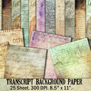 Vintage, papel de diario basura antiguo, transcripción, nota con guion, decoupage, arte, carta, digital, papel de álbum de recortes, inserciones de diario, fabricación de tarjetas