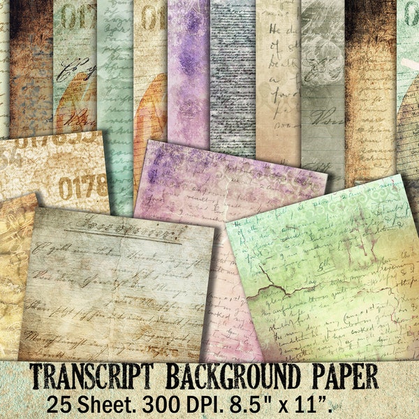 Vintage, Antique junk journal paper, Transcript, scripted note, decoupage, art, letter,digital, scrapbook paper, journal inserts,card making
