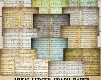 Vintage Music Ledger Paper: 1960s Ephemera for Junk Journals (Digital Download)