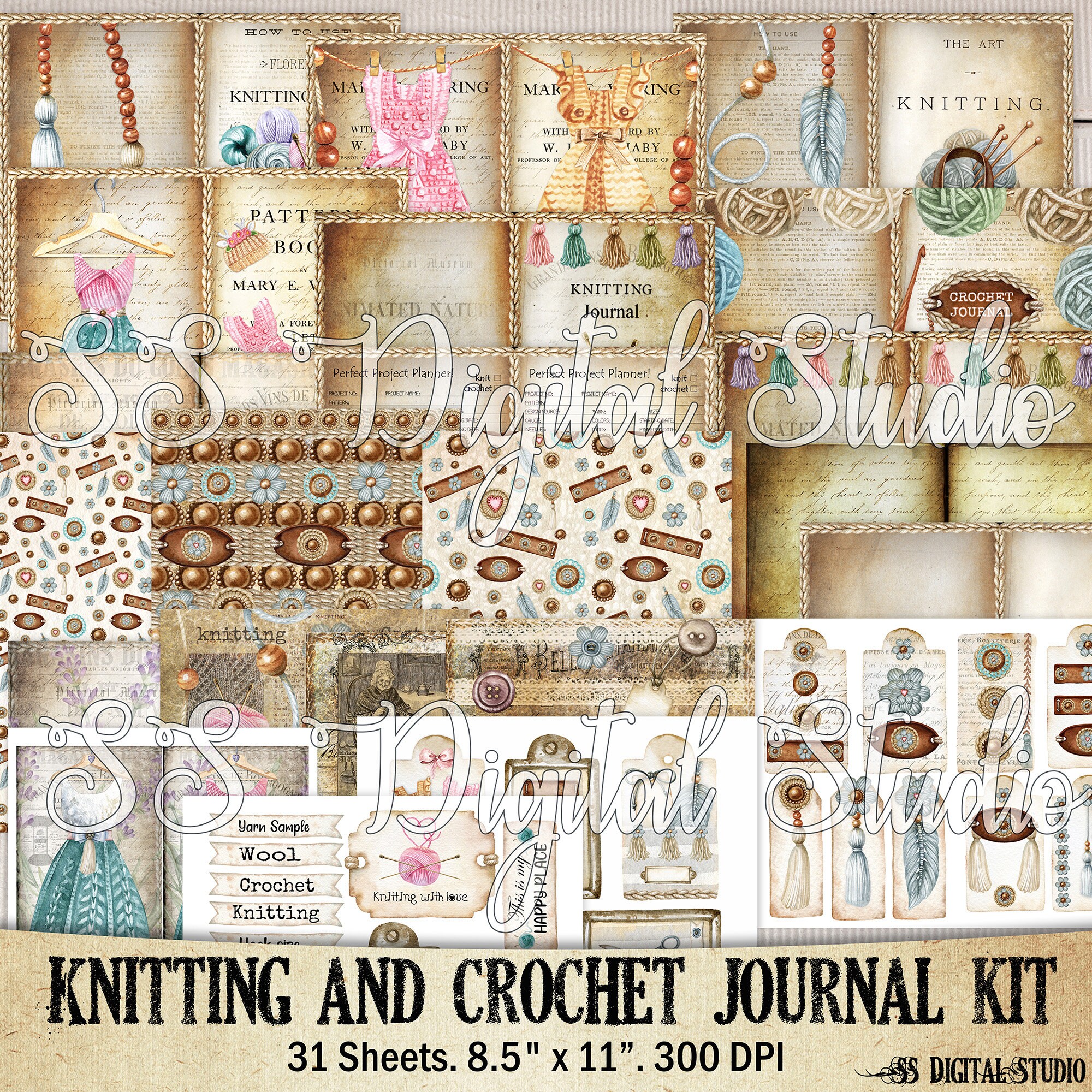 Knitting crochet journal page needle work journal kit Etsy