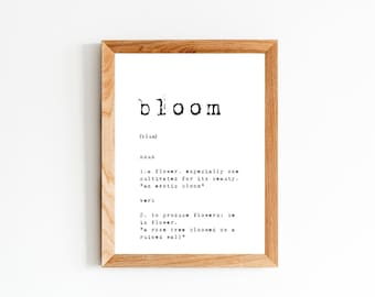 Definition Bloom 8x10 Wall Art/Word Definition/Print Definition/BotanicalWallArt/FlowerWallArt/BlackAndWhite/HomeWallDecor/Minimal print